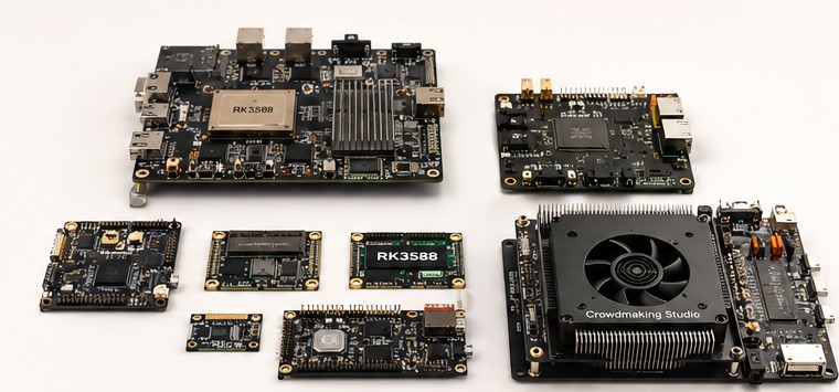 Concept illustration of a modular family of electronics boards and test hardware